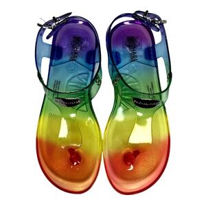 Michael Kors Youth‎ Girls Harmony Flat Thong Sandals Size 2 Multicolor Rainbow